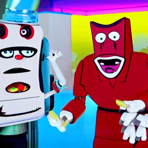 Image similar to UHD Aqua Teen Hunger Force recreated in robot chicken