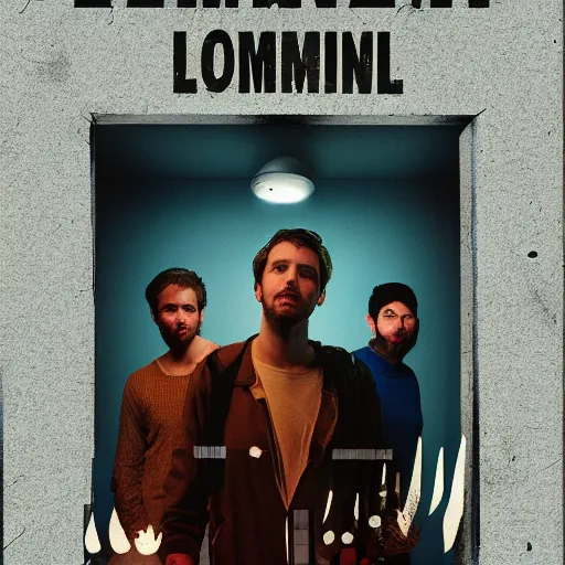 Prompt: poster for a short liminal film called'liminal'about four male roommates that find a tiny hidden door. movie poster, advertisement, photography, sharp, high detail, trending on artstation, mystery, cinematic