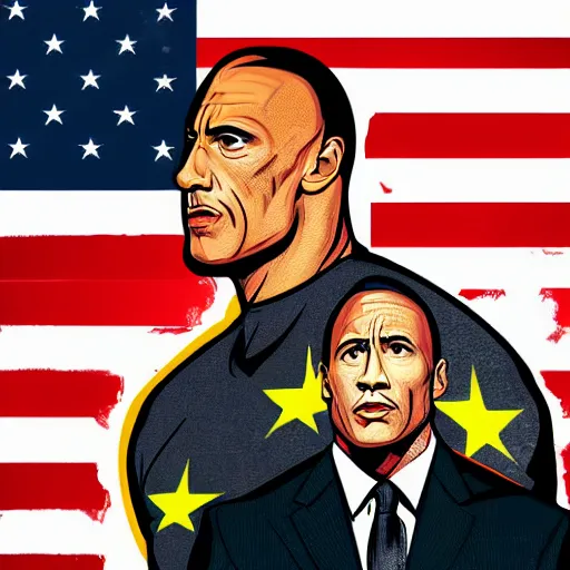 Prompt: the rock is the president of the united states, illustration, realistic, cinematic