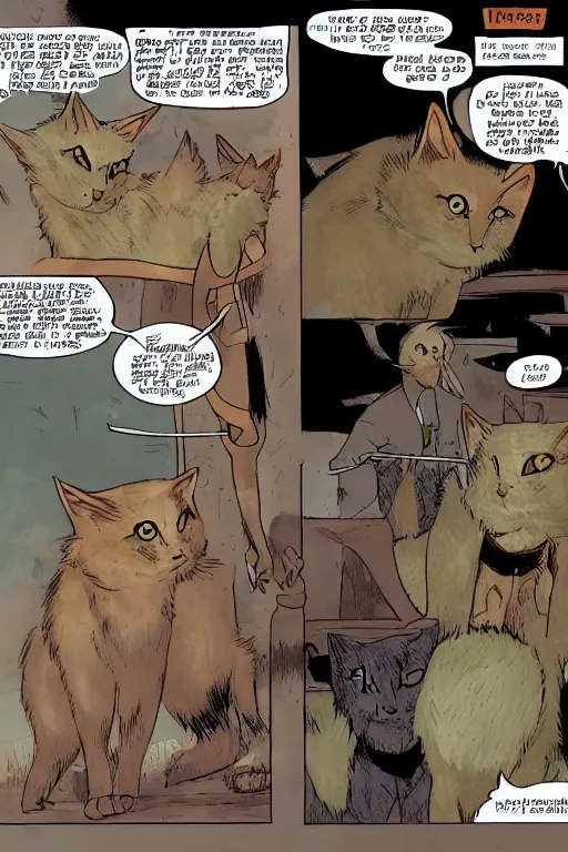 a graphic novel comic about warrior cats, Stable Diffusion