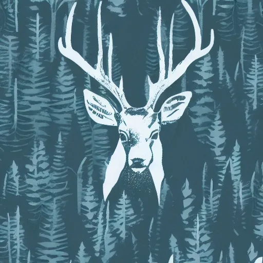 Image similar to a forest inside a negative space in the shape of a deer