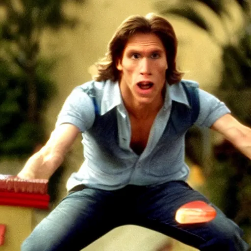 Image similar to Live Action Still of Jerma in Fast Times at Ridgemont High, real life, hyperrealistic, ultra realistic, realistic, highly detailed, epic, HD quality, 8k resolution, body and headshot, film still