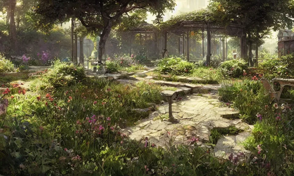 Prompt: the garden where the solutions are found, photorealistic art, greg rutkowski and Quentin Mabille, found on flickr