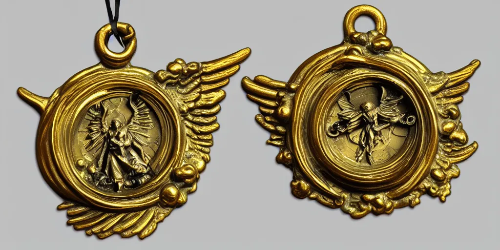 Prompt: goblin commander pagans baroque marble and gold medallions in space clouds winged angels greeks, baroque and rococo ornaments, decorative golden elements, ultrarealistic