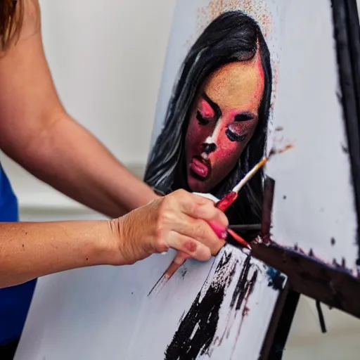 Image similar to a person being painted by themselves