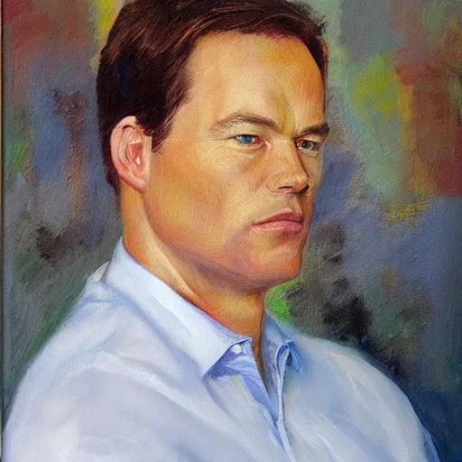 Image similar to “a detailed portrait of Mark Rutte, oil painting by Petrov-Vodkin”