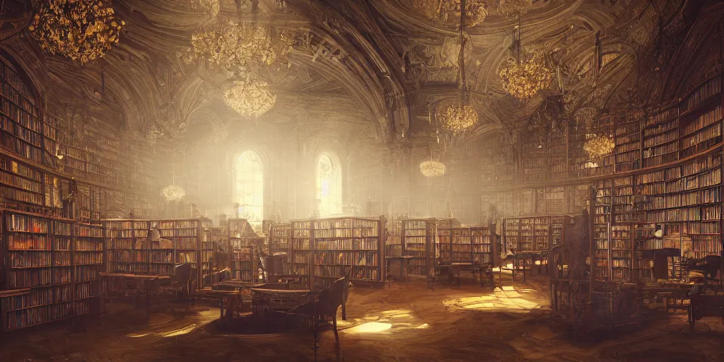 Prompt: library with an open book, book open, spell coming out of the book, 8K, trending on Artstation, volumetric light, lightrays, smoke, cinematic, atmospheric, octane render, insanely detailed and intricate, hypermaximalist, elegant, ornate, luxury, elite, by James Jean, by Brian Froud, hyper realistic, super detailed