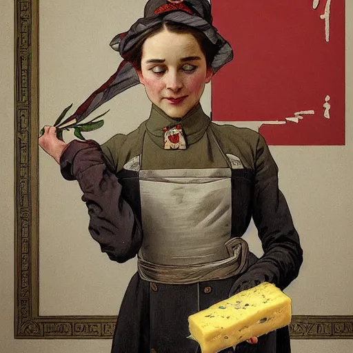 Prompt: socialist realism propaganda poster of a cat wearing napoleon dress and holding a piece of cheese, socialist realism, highly detailed, intricate, digital painting, artstation, sharp focus, illustration, art by jakub rozalski, greg rutkowski, artgerm, tan zi and ayanamikodon and alphonse mucha and wlop