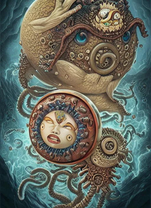 Prompt: Lovecraftian Grotesque Togepi portrait by Tristan Eaton_Stanley Artgerm and Tom Bagshaw,