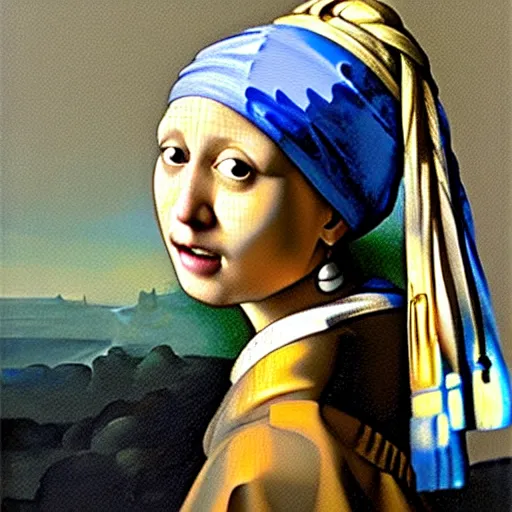 Prompt: greg manchess portrait painting of the girl with the pearl earring with the face of mona lisa, medium shot, asymmetrical, profile picture, organic painting, sunny day, matte painting, bold shapes, hard edges, street art, trending on artstation, by huang guangjian and gil elvgren and gerald brom