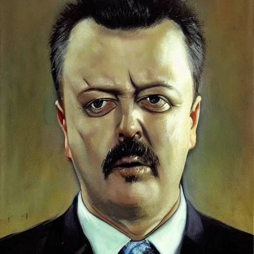 Image similar to Portrait by H.R.Giger of Igor Ivanovich Strelkov very degraded Abomination, photo-realistic, 2K, highly detailed