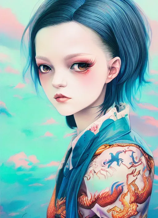 Image similar to dragon painting by martine johanna, ilya kuvshinov, rossdraws, pastel color palette, 2 4 mm lens