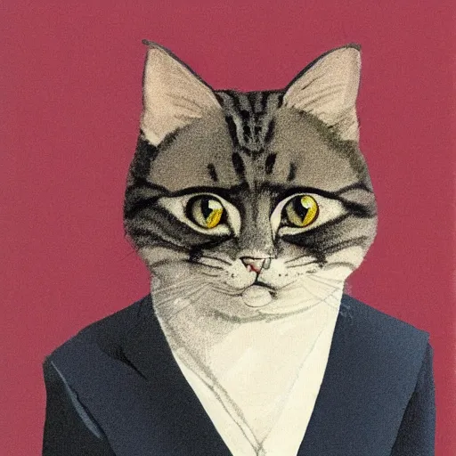 Image similar to David Gentleman illustration of a cute cat