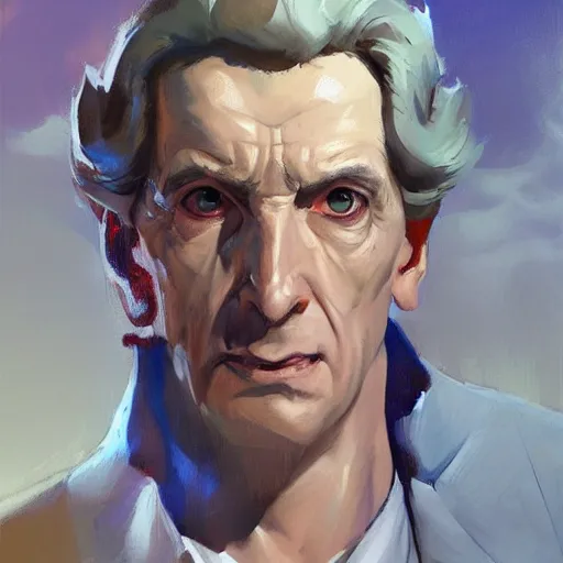 Image similar to greg manchess portrait painting of doctor who as overwatch character, medium shot, asymmetrical, profile picture, organic painting, sunny day, matte painting, bold shapes, hard edges, street art, trending on artstation, by huang guangjian and gil elvgren and sachin teng