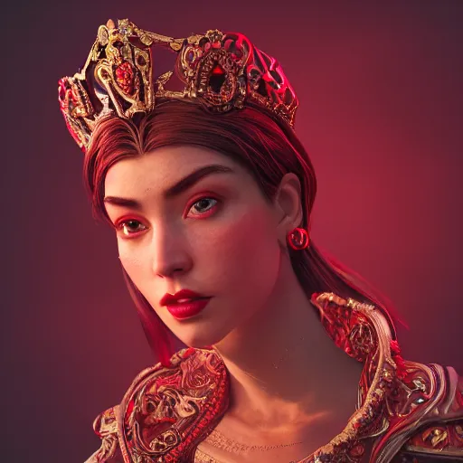Image similar to portrait of wonderful princess of ruby with fair skin, ornate 8 k gorgeous intricate detailed, accent lighting, dramatic light, octane render