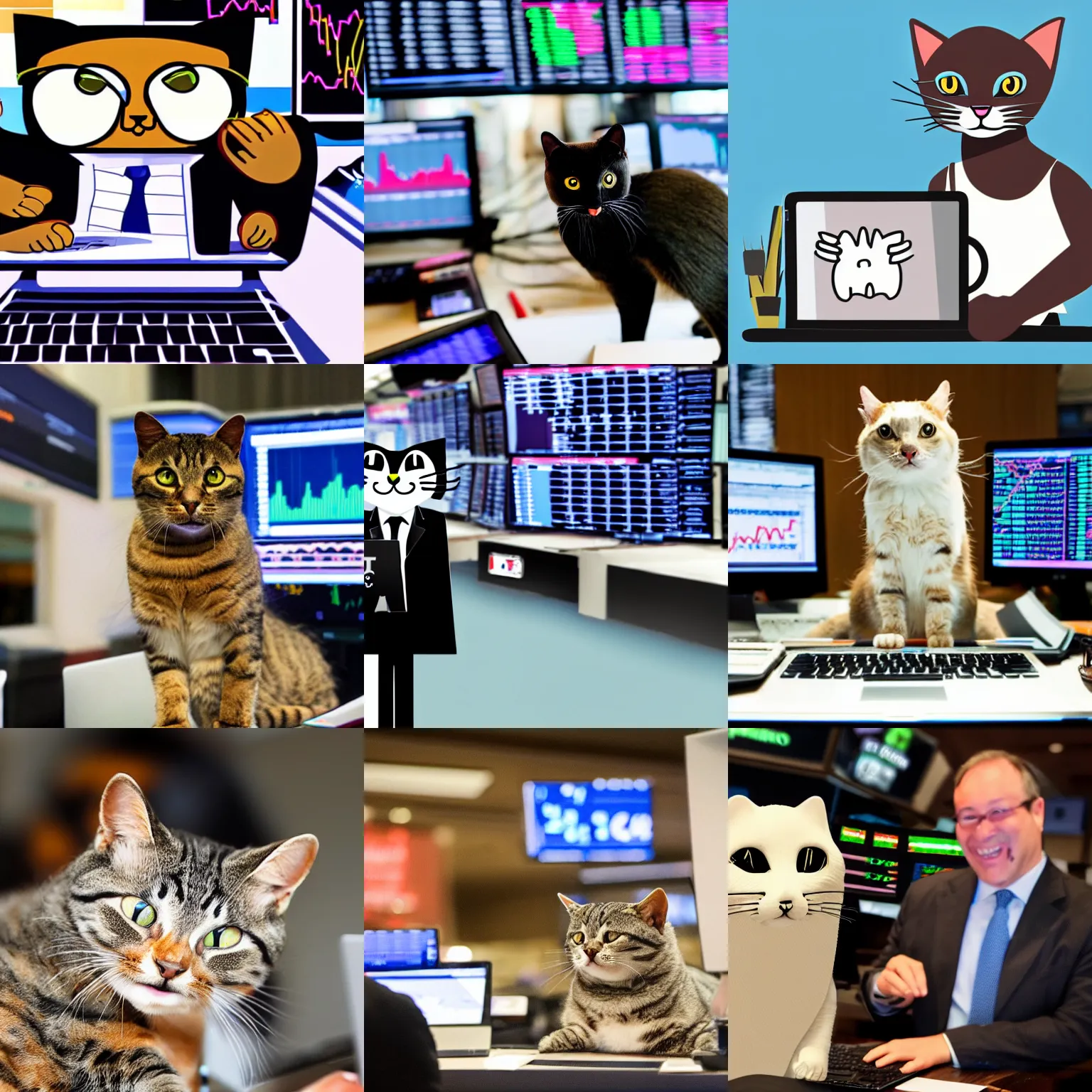 Prompt: anthropomorphic cat trading stocks