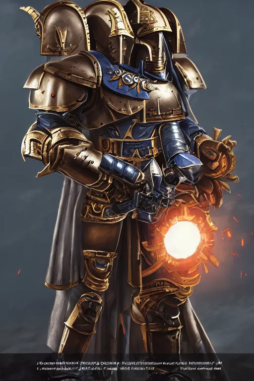 Image similar to armor portrait heros warhammer 4 0 k horus heresy fanart - the primarchs emperor by johannes helgeson animated with vfx concept artist & illustrator global illumination ray tracing hdr fanart arstation zbrush central hardmesh 8 k octane renderer comics stylized