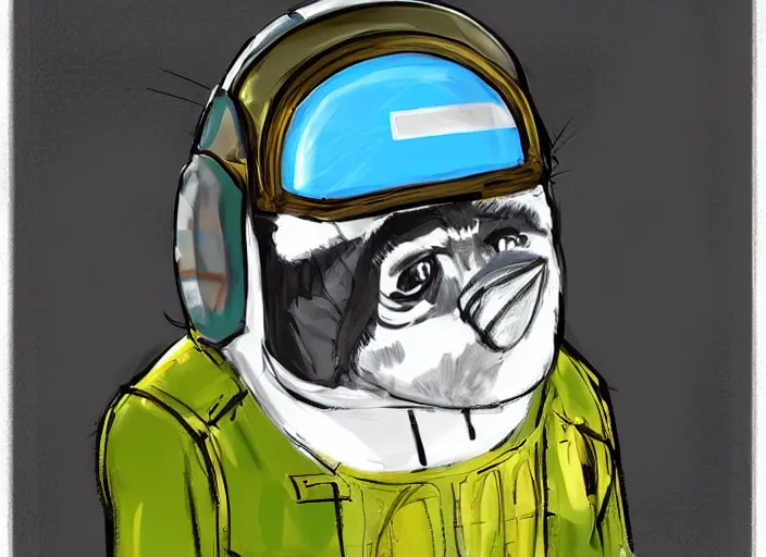 Prompt: budgie wearing a pilot helmet and pilot jacket giving a thumbs up to the viewer, digital painting, 8 k, trending on deviantart, trending on furaffinity, concept art.