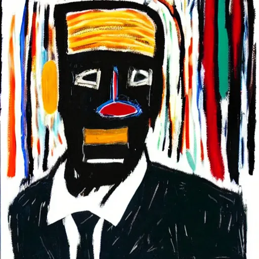 Image similar to joe biden as a black person, african american, by basquiat,