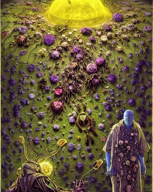 Image similar to the platonic ideal of flowers, rotting, insects and praying of cletus kasady carnage thanos dementor doctor manhattan chtulu mandelbulb studio ghibli lichen mandala bioshock davinci the witcher, d & d, fantasy, ego death, decay, dmt, psilocybin, art by anders zorn and john bauer