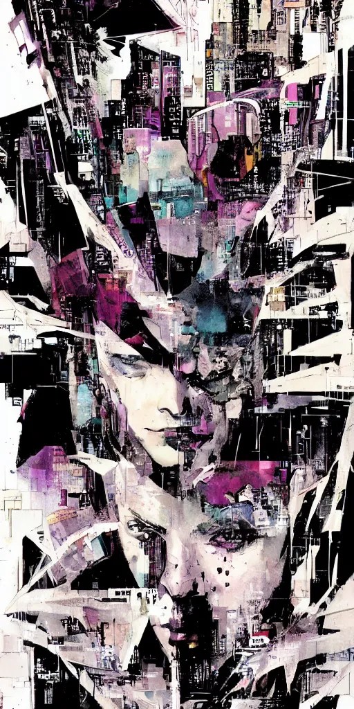 Prompt: cyberpunk dreaming by bobby zeik and bill sienkiewicz and david mack and dave mckean