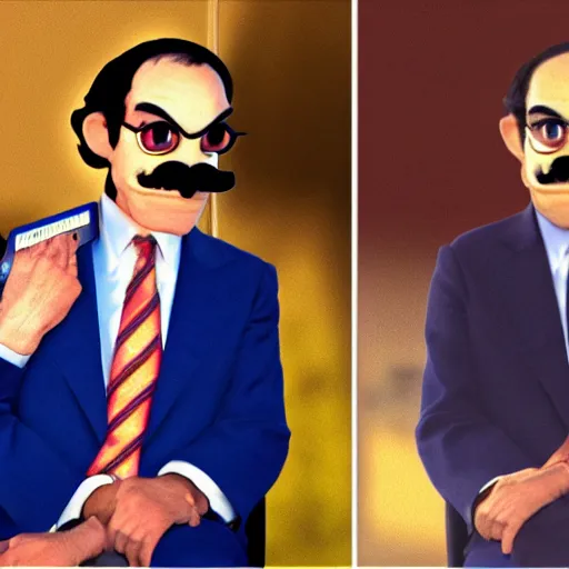 Image similar to president waluigi with vice - president wario, real, photograph, photo, color