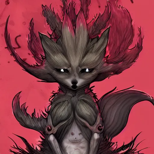 Prompt: Vulpix in style of Bloodborne. Concept art, cosmic horror, body horror, ArtStation.