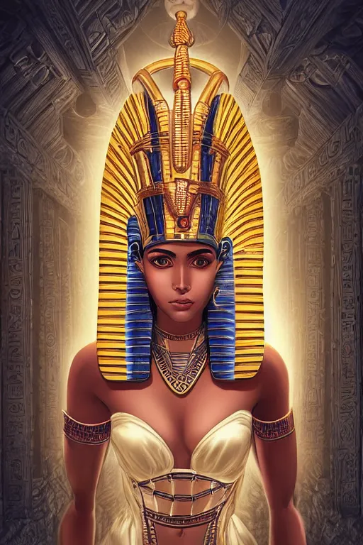 Prompt: a highly detailed beautiful portrait of a egyptian god with facial expression / emotion : happy in the style of artgerm.