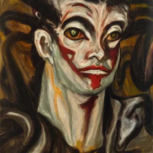 Prompt: El Greco, portrait of a demon, Cecily Brown