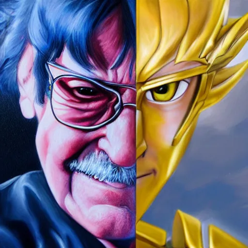 Prompt: realistic Portrait painting of Stan Lee as Seiya from Saint Seiya, made by Michaelangelo, physical painting, Sharp focus,digital art, bright colors,fine art, trending on Artstation, unreal engine.