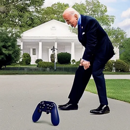 Image similar to Picture of Joe Biden angrily throwing his Gamecube controller at the ground