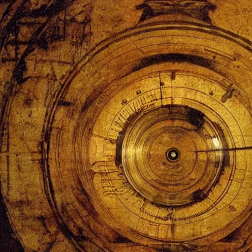 Image similar to the chronovisor by leonardo da vinci. a machine that displays the past