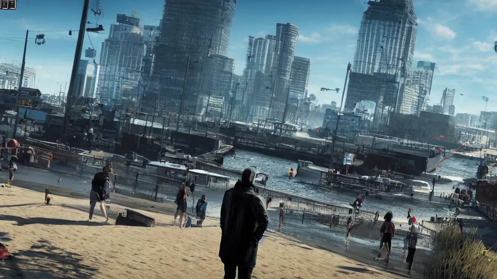 Image similar to Screenshot from Watchdogs at the beach