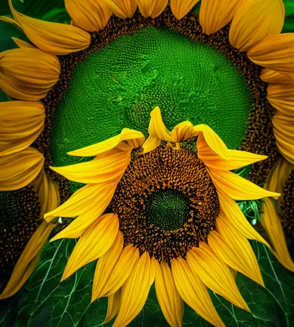 Prompt: a 4 k photorealistic photo close up of a sunflower.