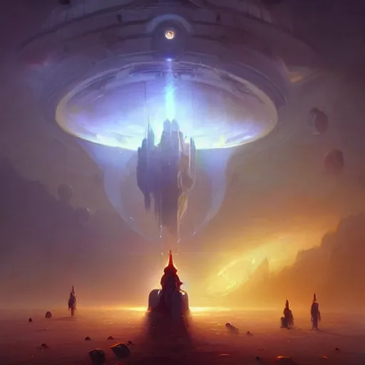 Image similar to aliens invading earth made by ivan aivazovsky, peter mohrbacher, greg rutkowski volumetric light effect broad light oil painting painting fantasy art style sci - fi art style realism premium prints available artwork unreal engine