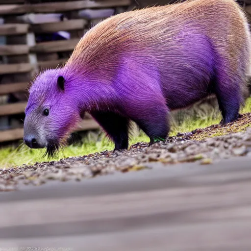 Image similar to purple capybara, 8 k, 4 k, professional photography, award winning photo