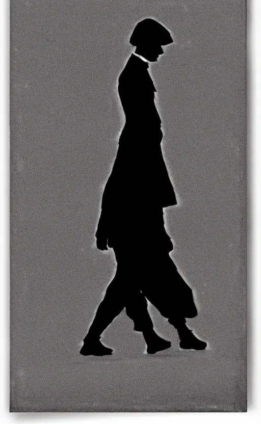 Prompt: symmetry!! black and white silhouette drawing of a single person walking, white background by stanhope forbes, stylistic, simple