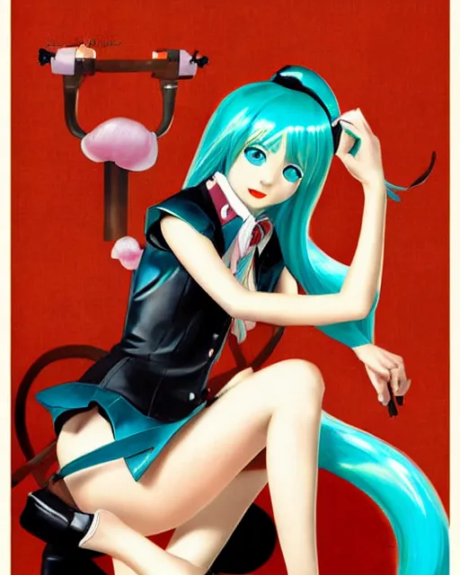 Image similar to Hatsune Miku pin-up poster by Gil Elvgren