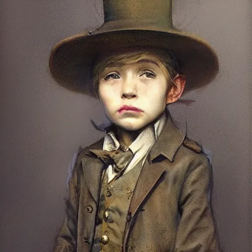 Image similar to (((((((((portrait of boy dressed as steampunk detective . muted colors.))))))))) by Jean-Baptiste Monge !!!!!!!!!!!!!!!!!!!!!!!!!!!