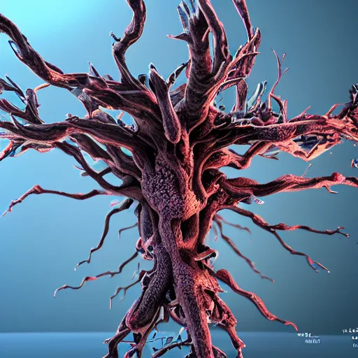 Prompt: army of neuron dendritic monster, t - pose, hyperrealistic, hyperdetailed, vray, 5 5 mm