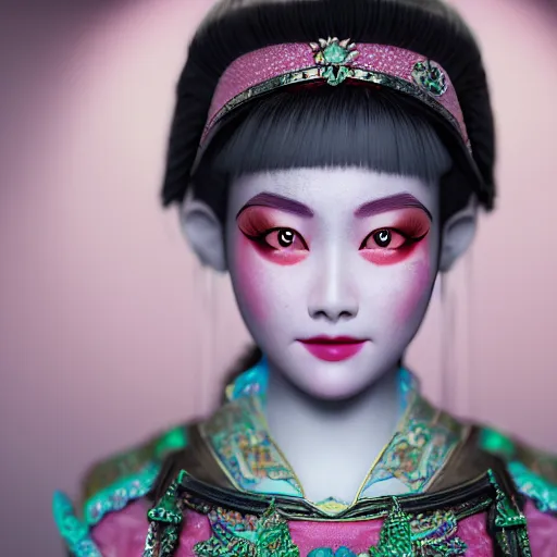 Prompt: a 8 0 megapixel portrait of a pretty young princess from the song dynasty, # makeup lipstick macro eyes by ohrai, noriyoshi, rendered in octane 8 k subsurface scattering
