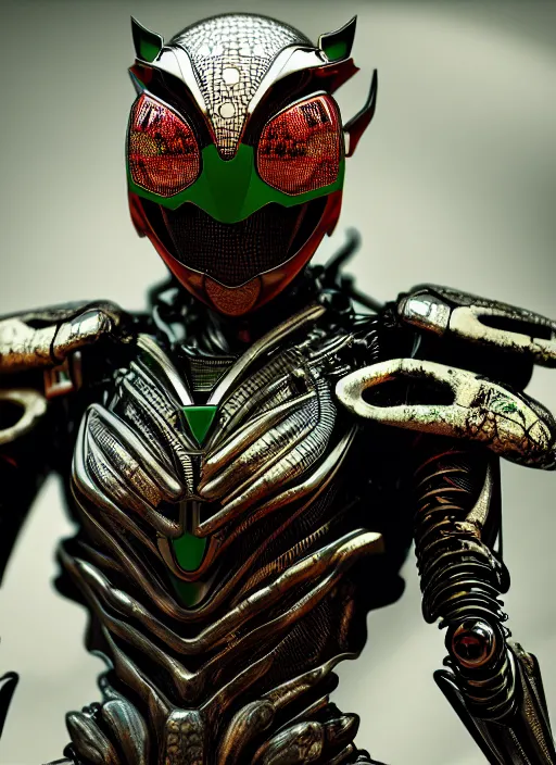 Image similar to kamen rider, intricate detail, royo, whealan, giger, klimt, hd, octane render, unreal engine,