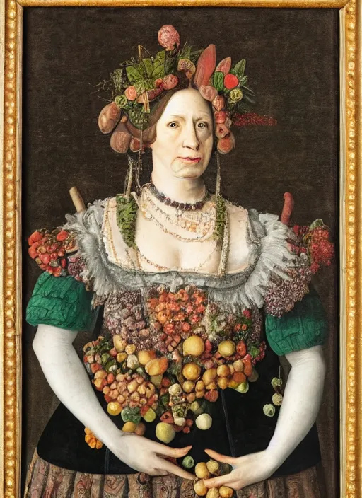 Image similar to a portrait of a noble woman in the style of gioseppo arcimboldo,