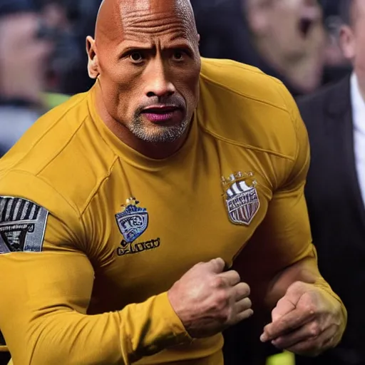 Prompt: Dwayne Johnson as a football manager