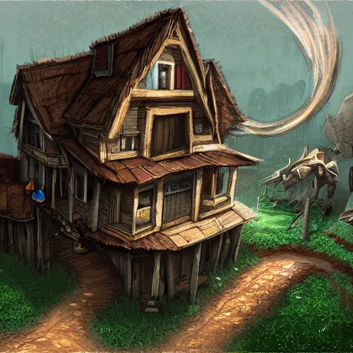 Image similar to house video game concept art, unique, organic, award winning