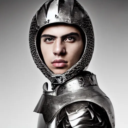 Prompt: a portrait of a beautiful young greek male wearing an alexander mcqueen armor , photographed by andrew thomas huang, artistic