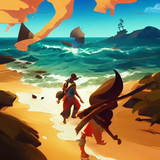 Image similar to painting treasure on sea of thieves game smooth median photoshop filter cutout vector, behance hd by jesper ejsing, by rhads, makoto shinkai and lois van baarle, ilya kuvshinov, rossdraws global illumination