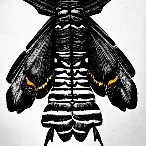 Image similar to a Death's-head hawkmoth drawn in the cartoon style of Dr. Seuss