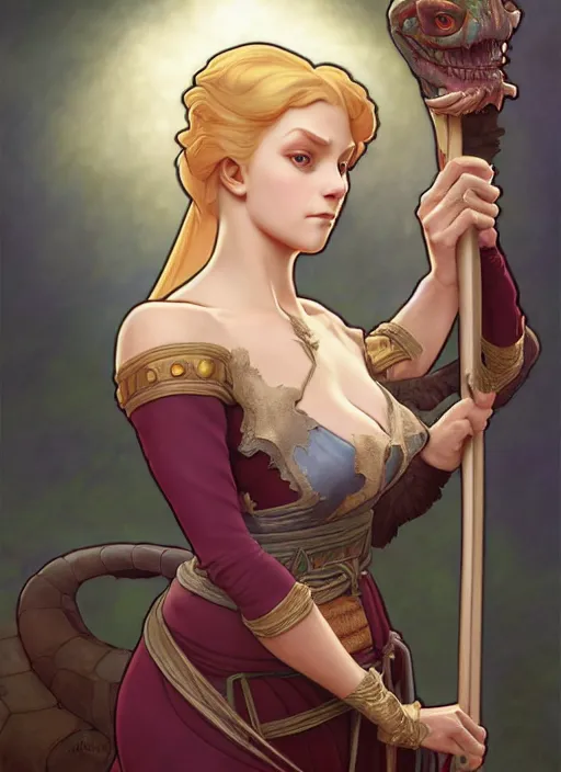 Image similar to femme fatal medieval queen holding a serpant, natural lighting, path traced, highly detailed, high quality, digital painting, by don bluth and ross tran and studio ghibli and alphonse mucha, artgerm