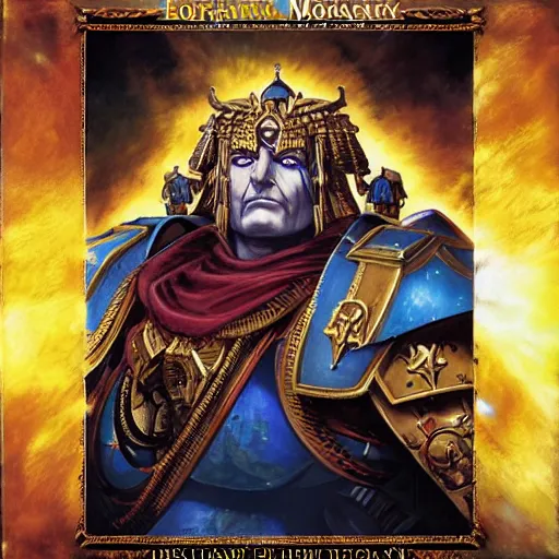 Prompt: portrait of emperor of mankind, warhammer 4 0 k